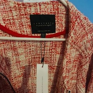 BRAND NEW Red and White Sanctuary City Tweed Long Coat with tags